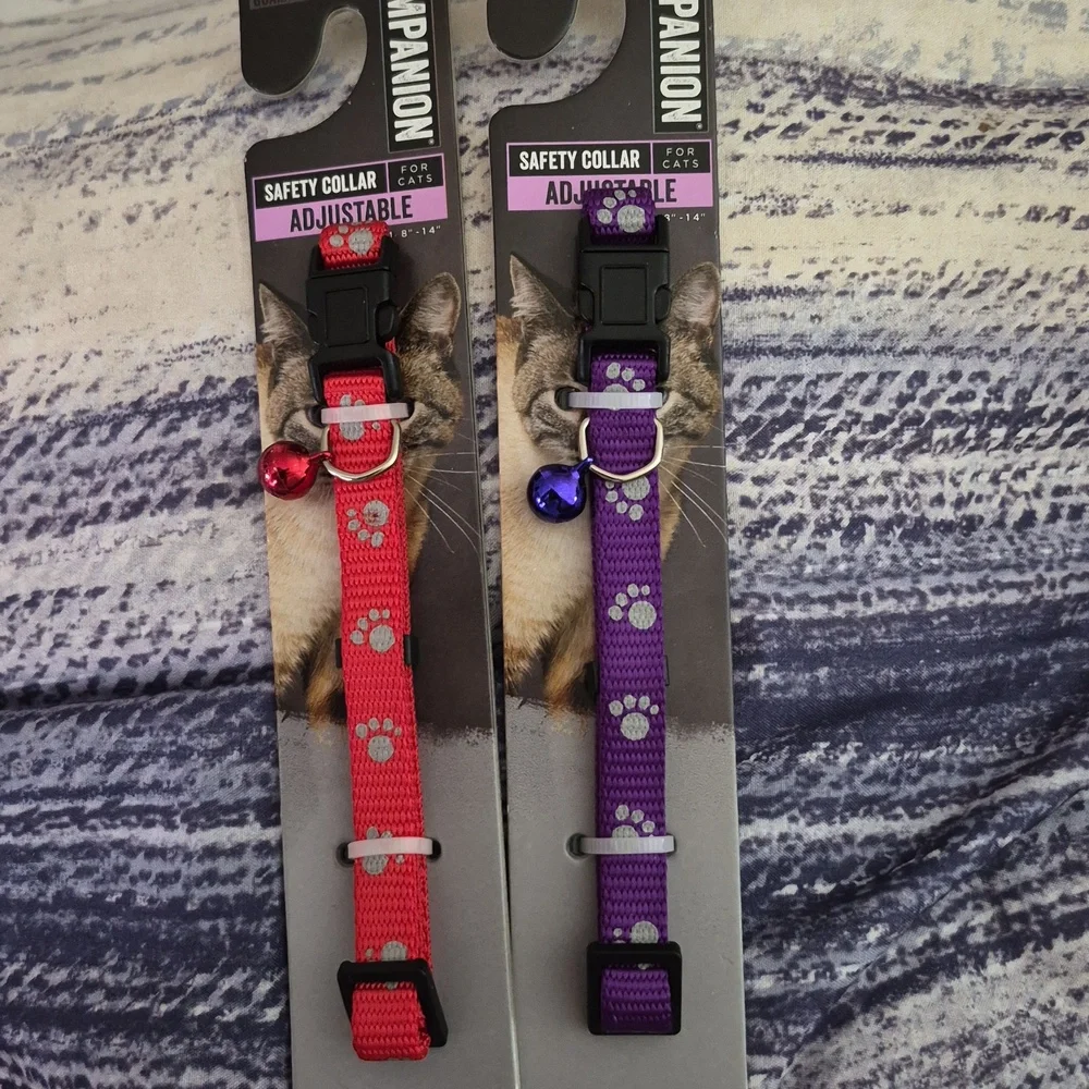 4 Pc Assorted Cat & Kitten Safety Collars w Bells NEW